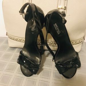 MICHAEL KORS Black Paris Bow Ankle Strap Dress